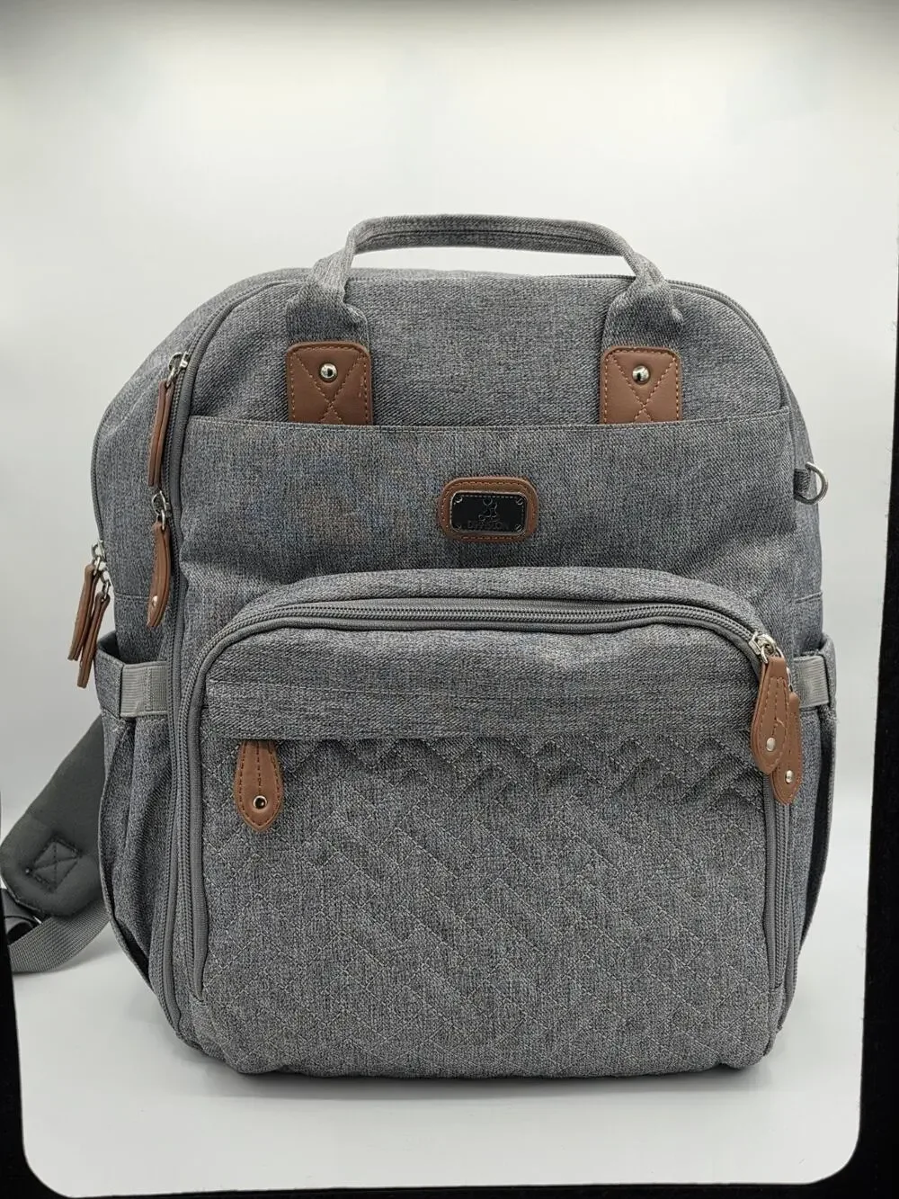 Dikaslon Diaper Bag Backpack Gray Large Baby Travel Bag Stroller Straps